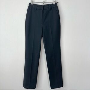 LVIR Wool-Blend Korean Black High Rise Straight Leg Trouser Pants